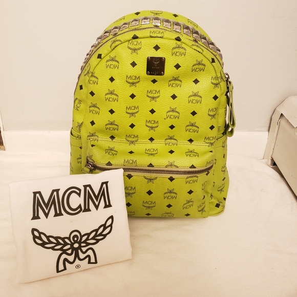 neon mcm backpack